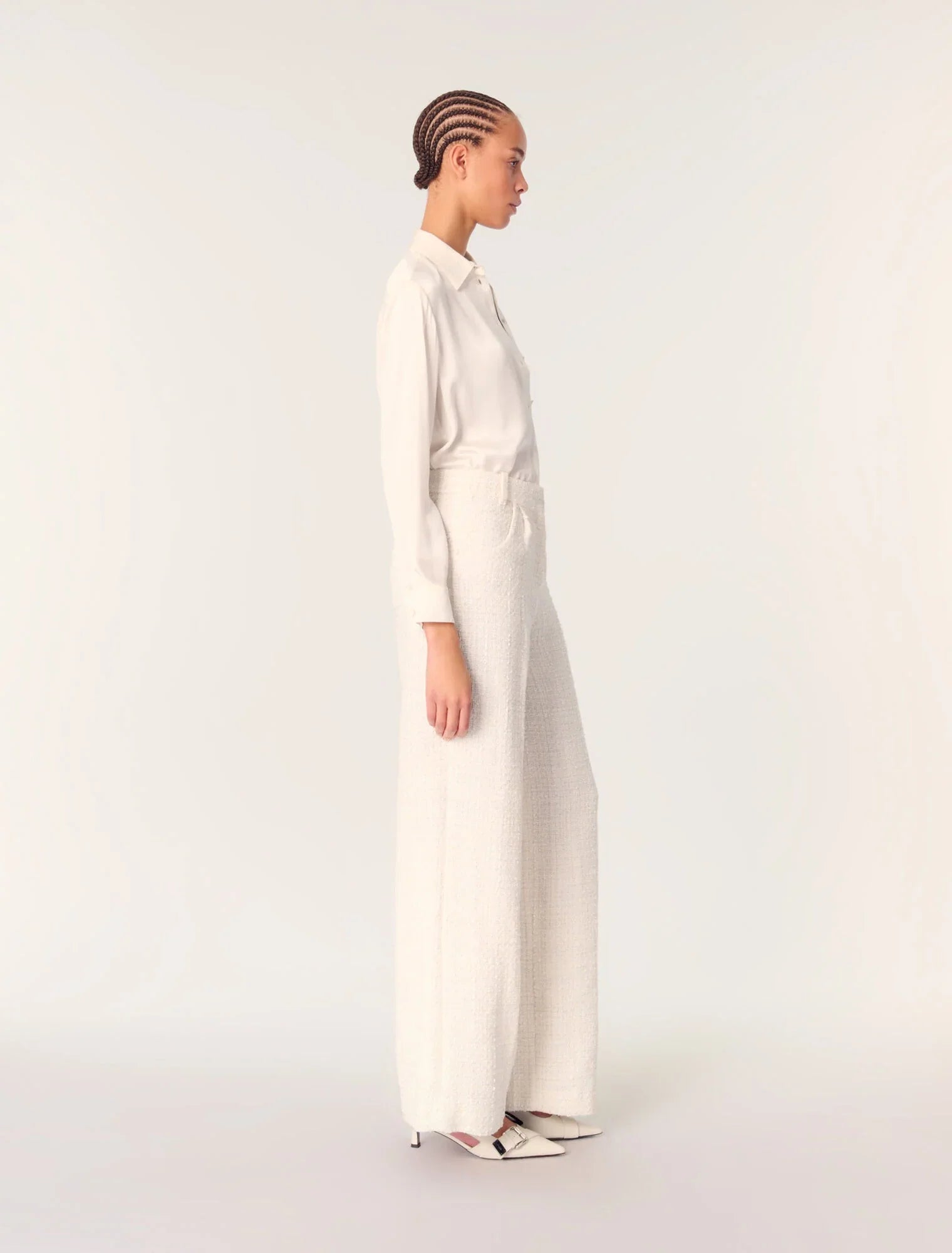 White-Silk satin shirt