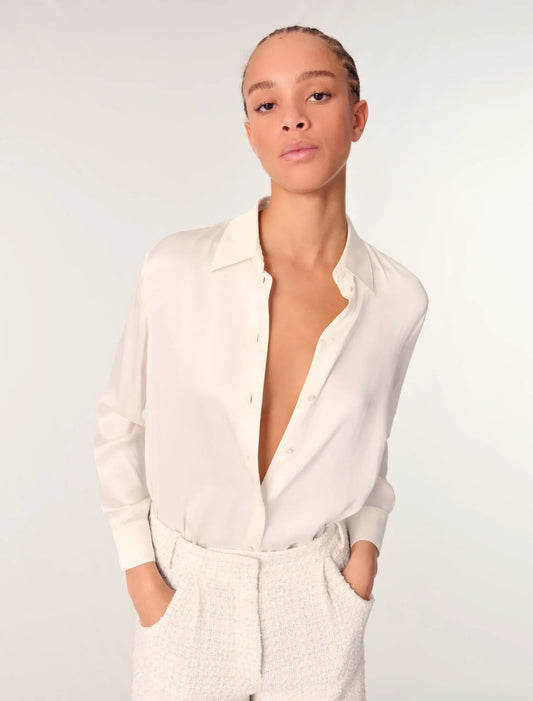 White-Silk satin shirt
