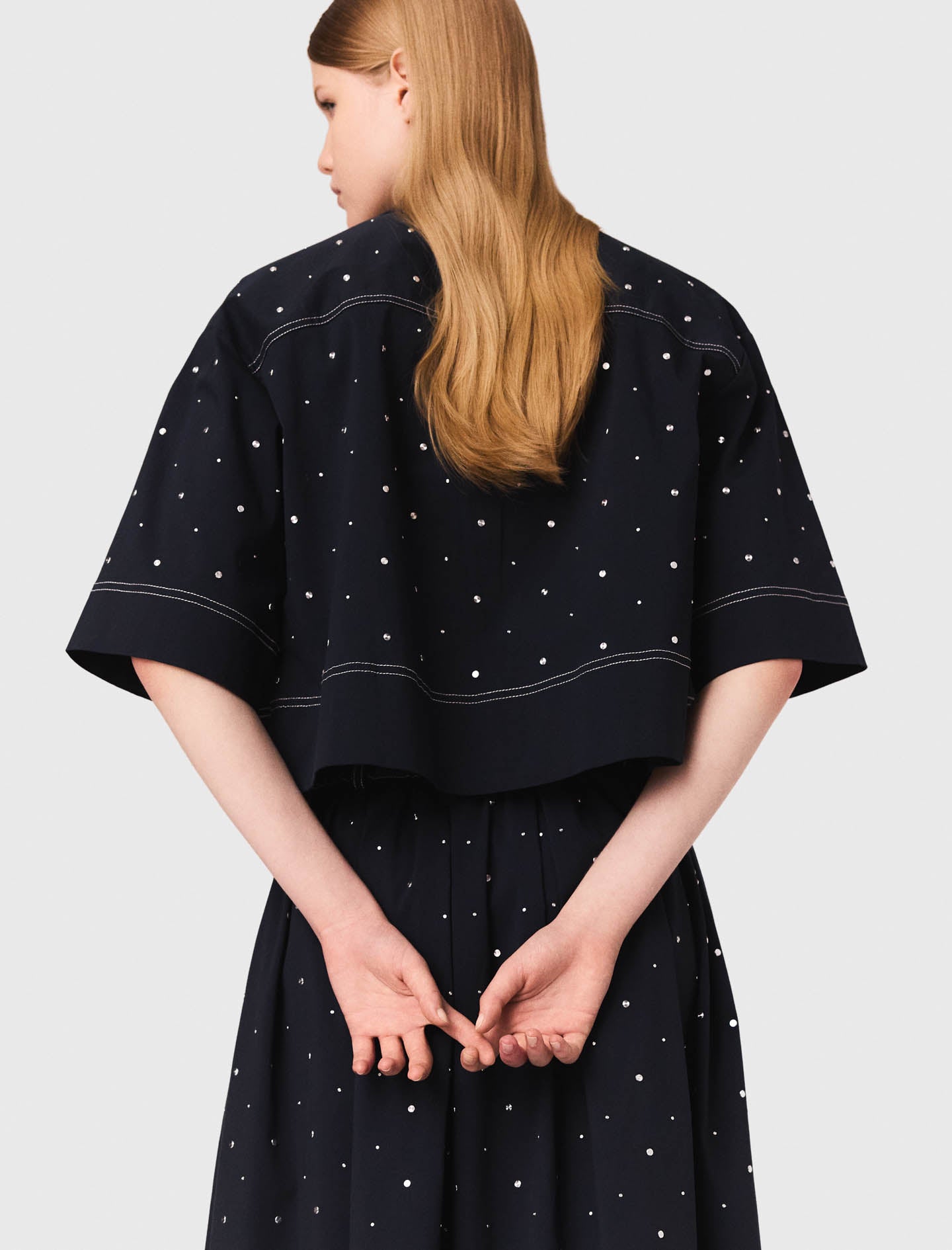 Cropped shirt with studs