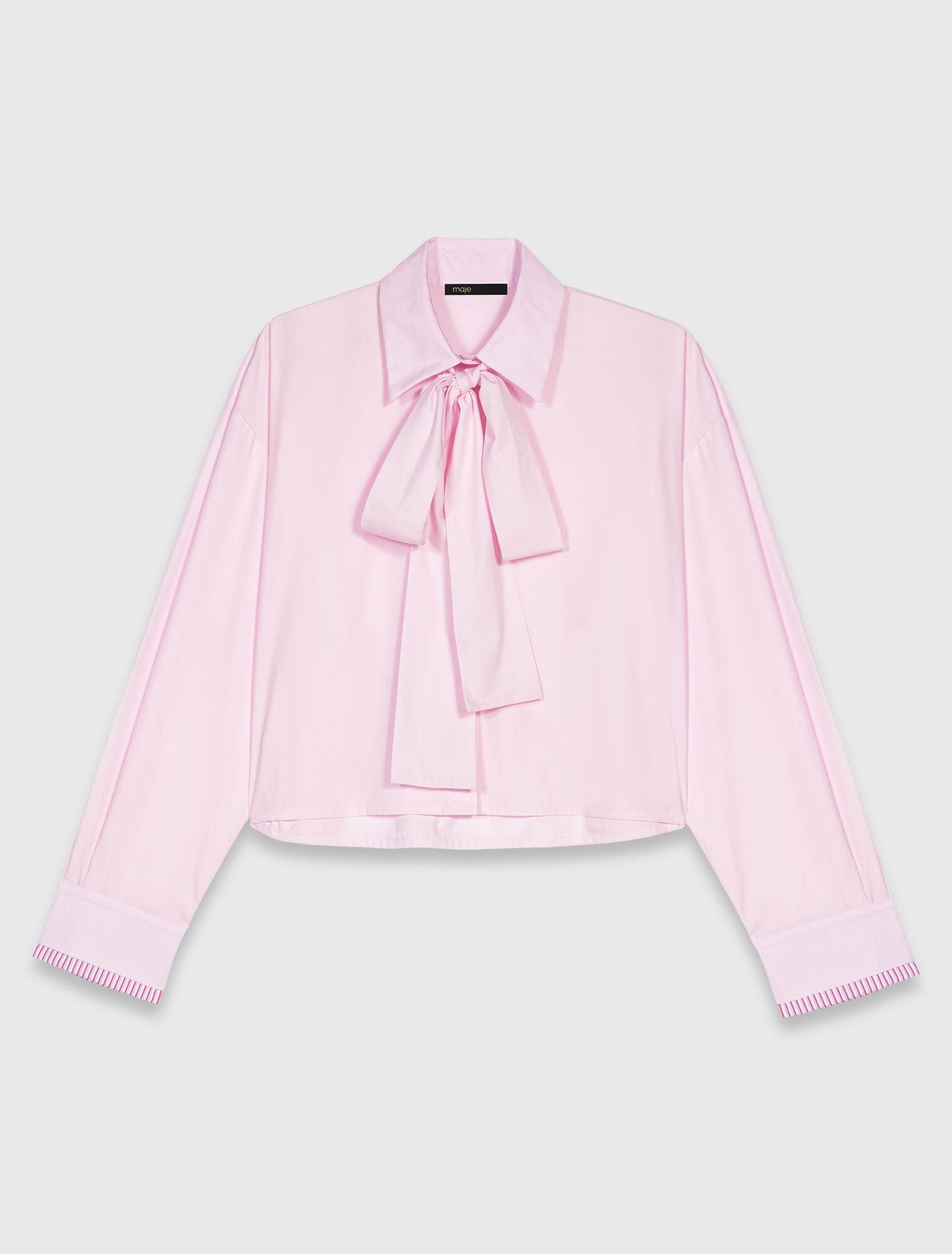 Short shirt with pussy bow