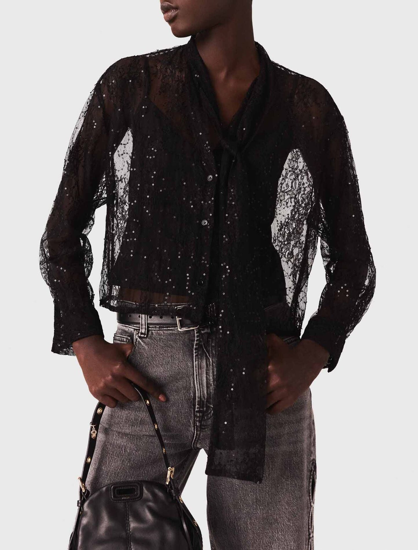 mfpcm00698 lace pussy bow shirt black