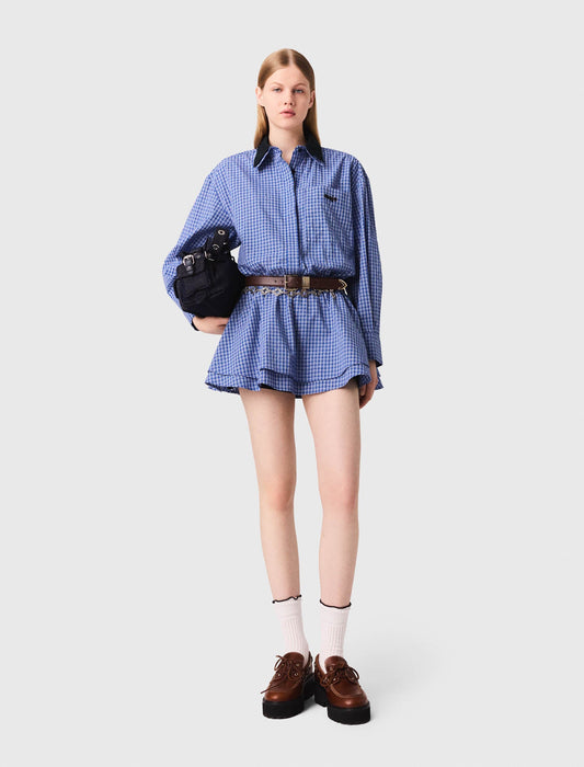 Stretch cotton rhinestone suit