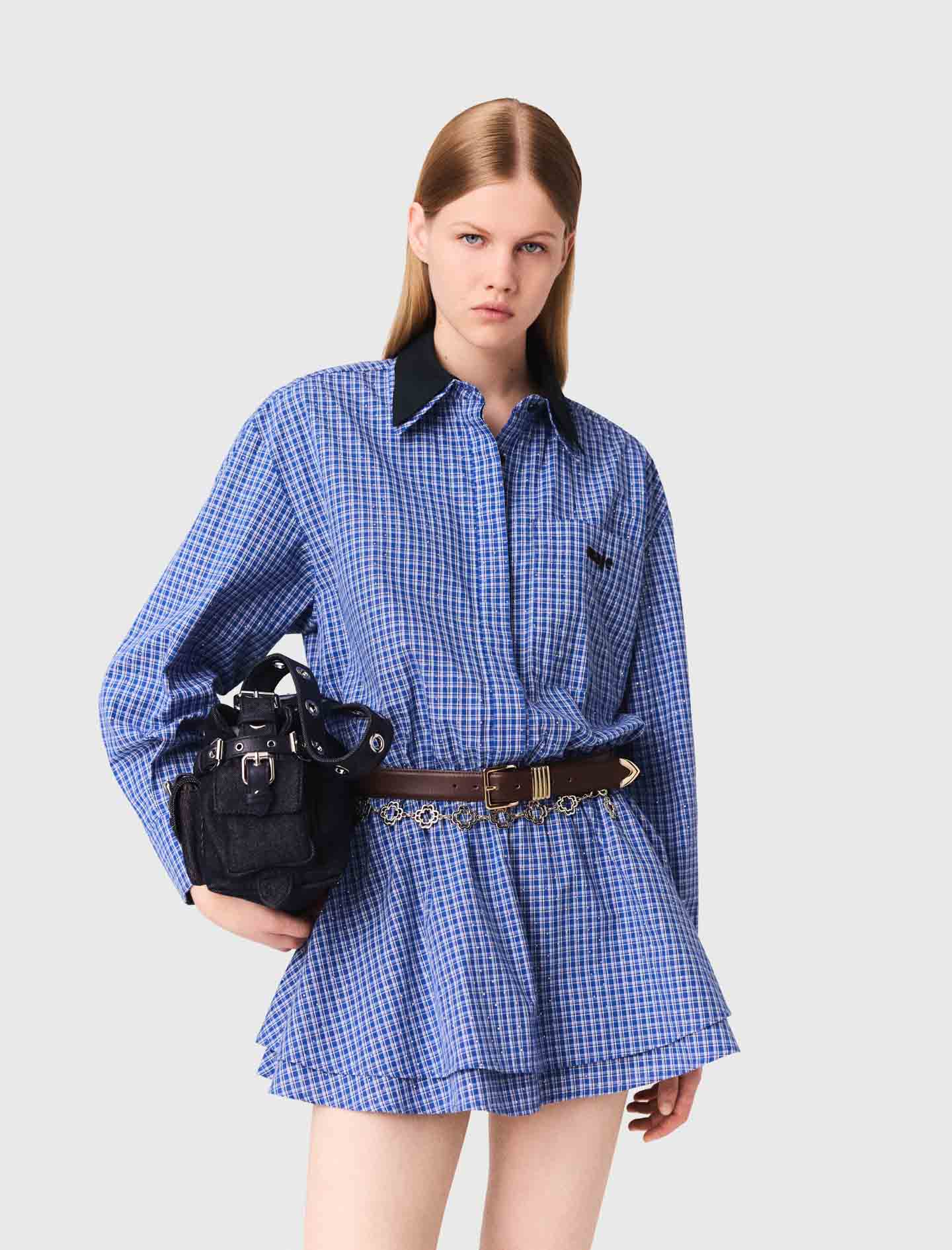 Stretch cotton rhinestone suit