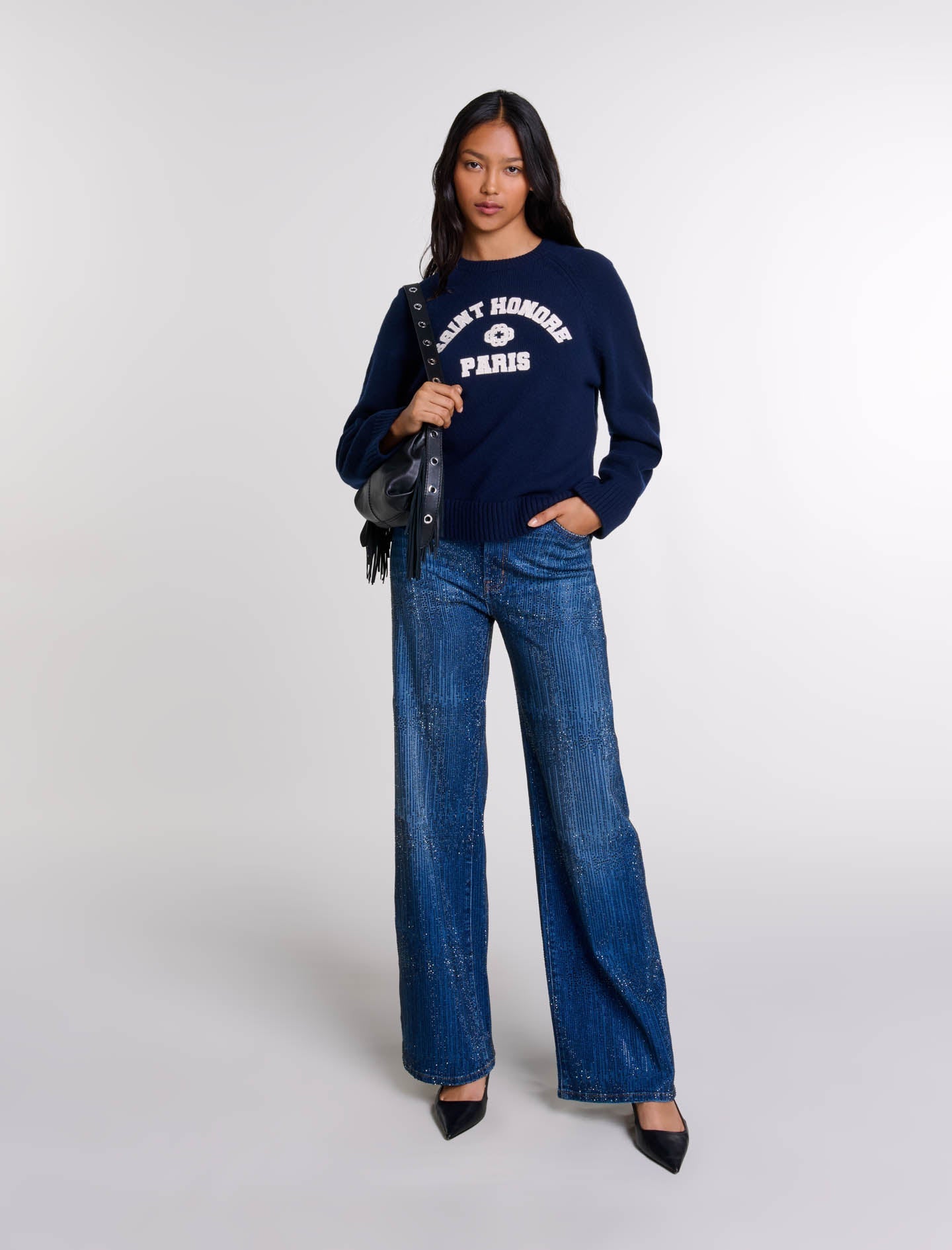 Blue  featured  Rhinestone jeans