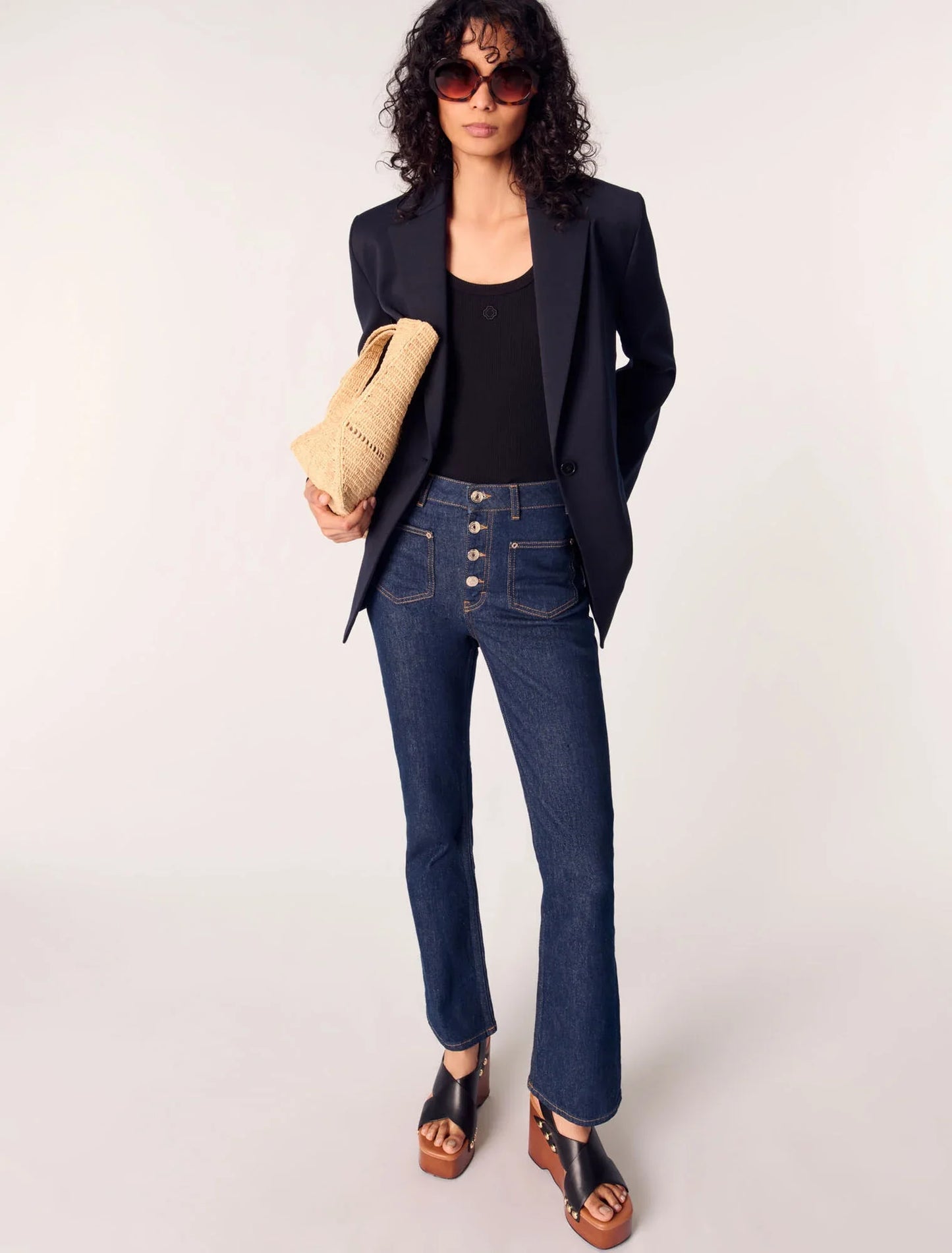 Dark Blue-Denim jeans with pockets
