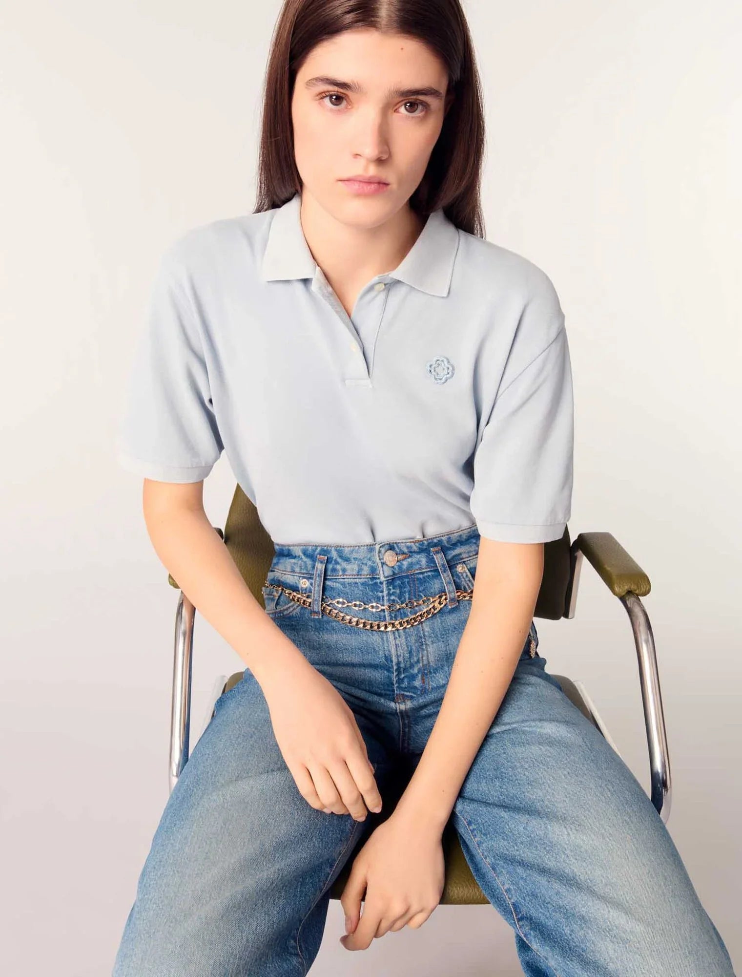 Blue-Jeans with chain-link belt