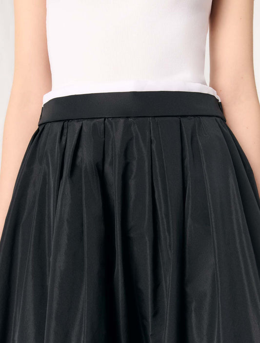 Black-Long skirt with contrast waistband