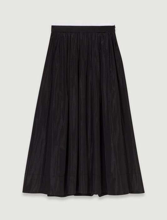 Black-Long skirt with contrast waistband