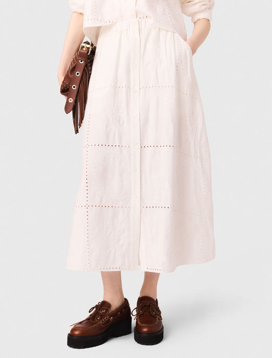 Embroidered midi skirt