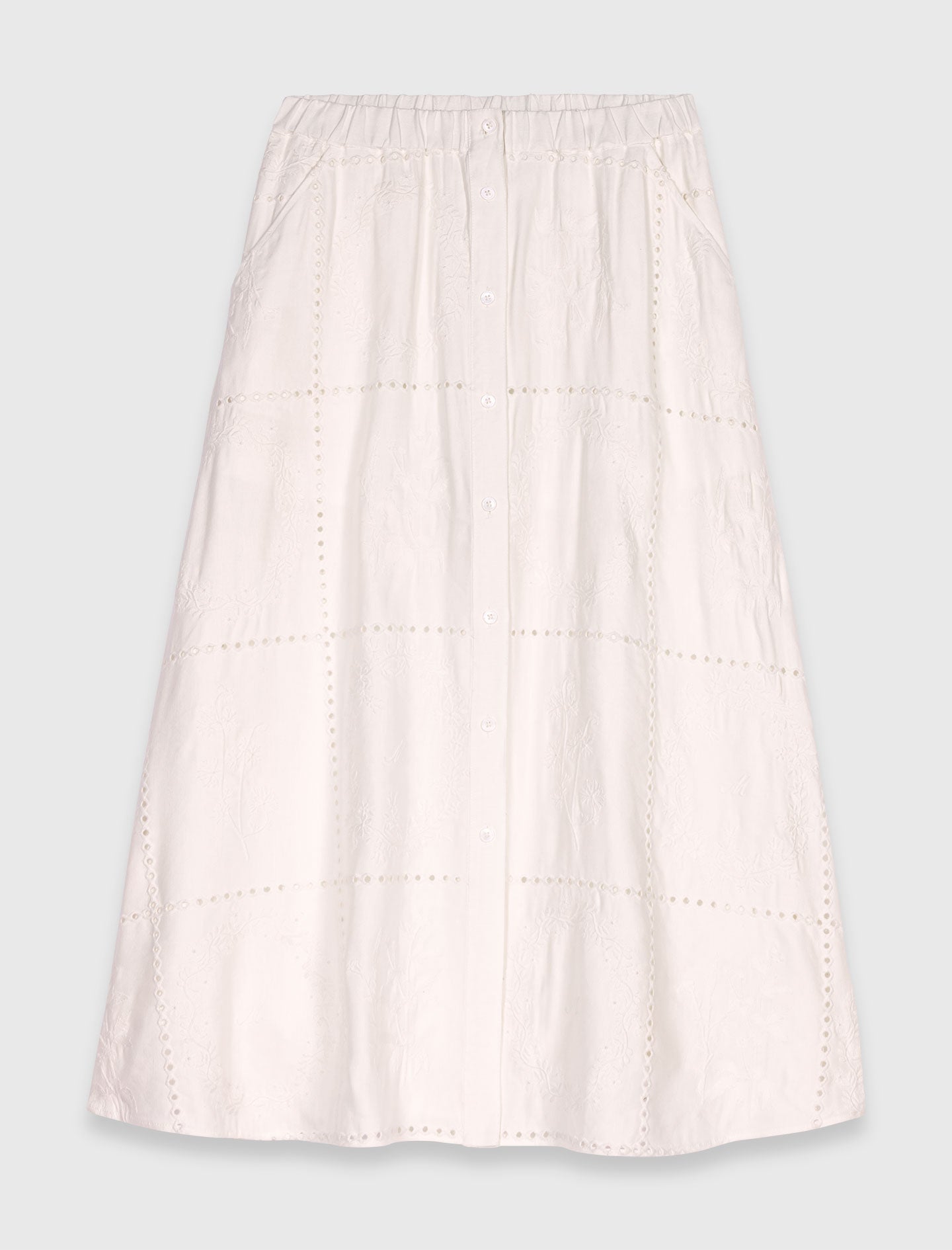 Embroidered midi skirt