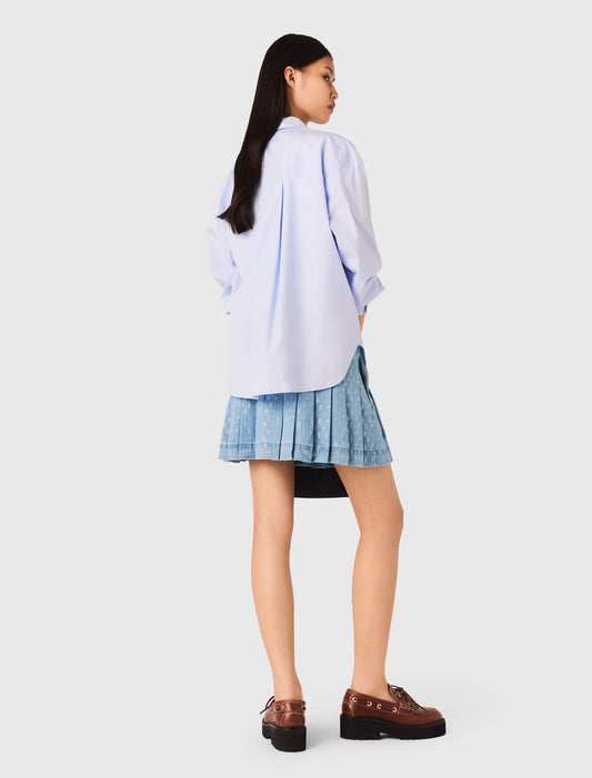 Rhinestone pleated denim skirt