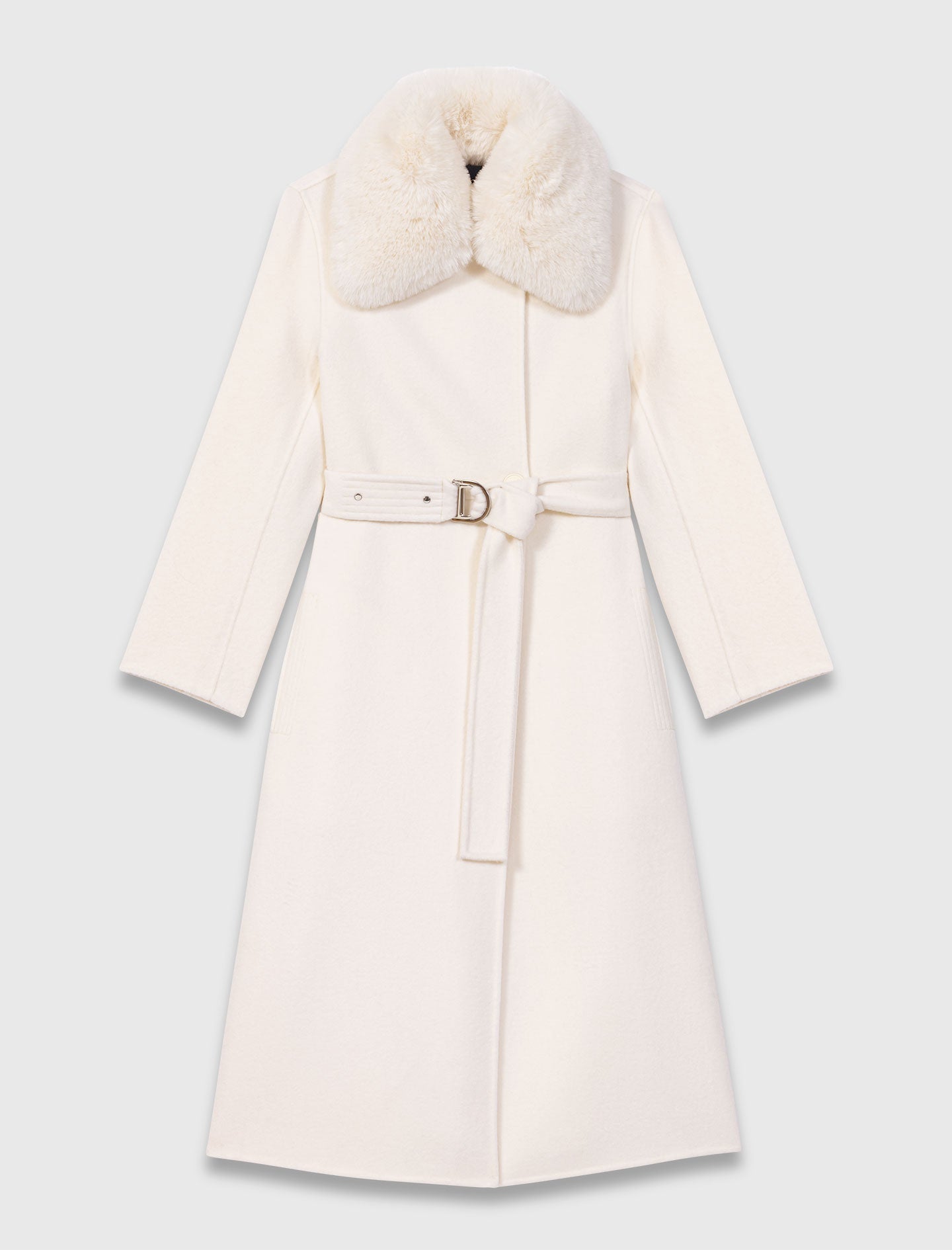 Long double-faced coat Ecru
