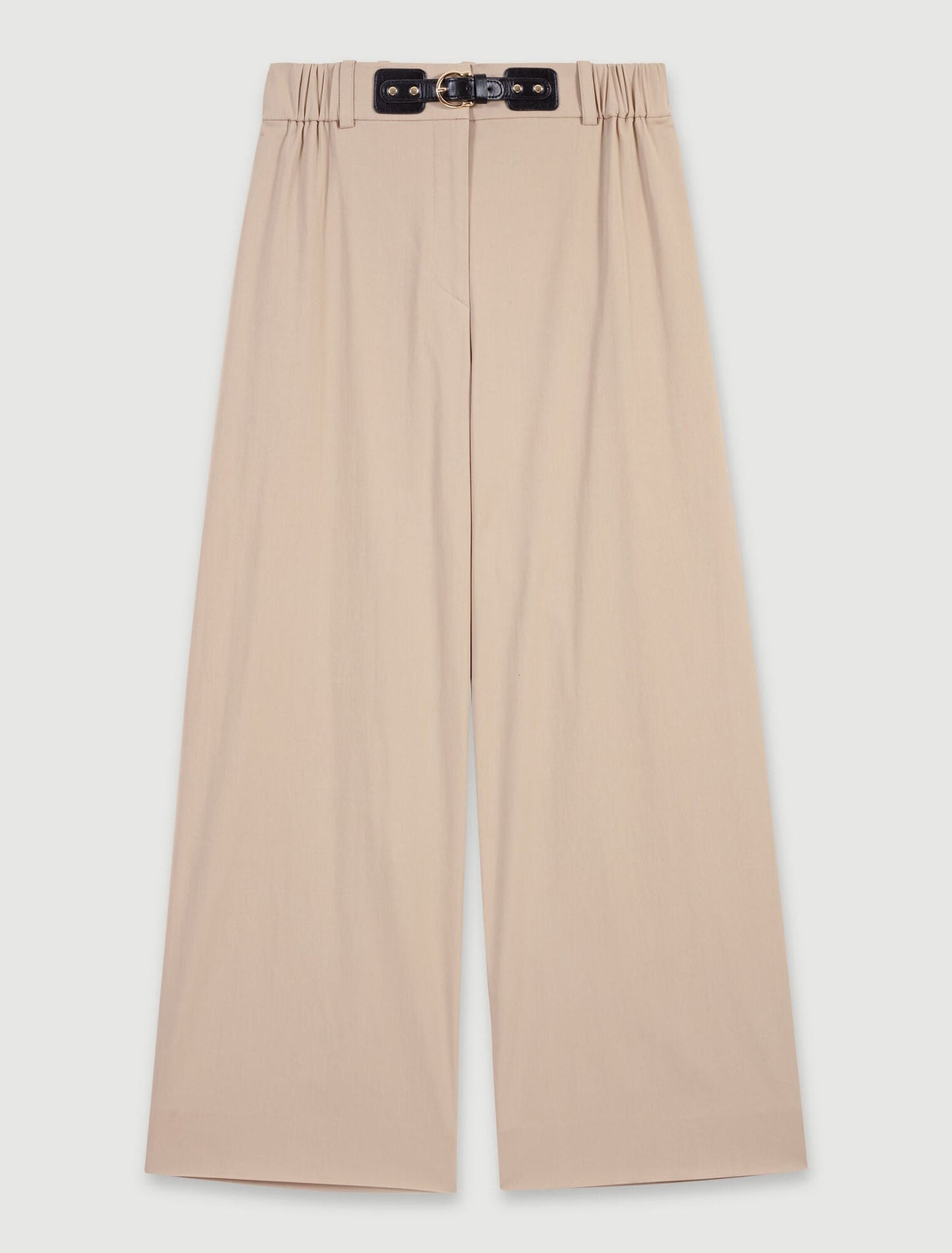 Beige Light  -Wide-leg cotton trousers