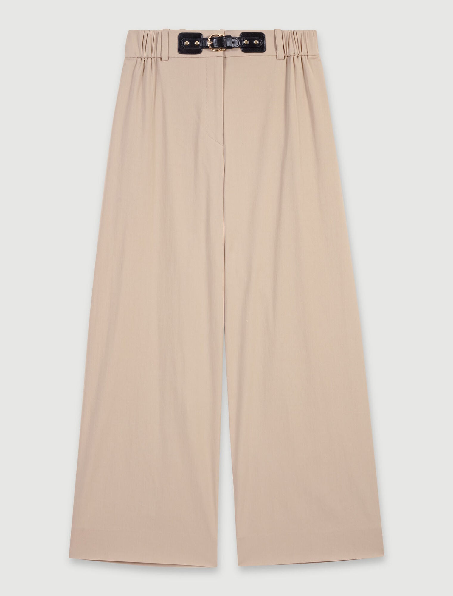 Beige Light  -Wide-leg cotton trousers