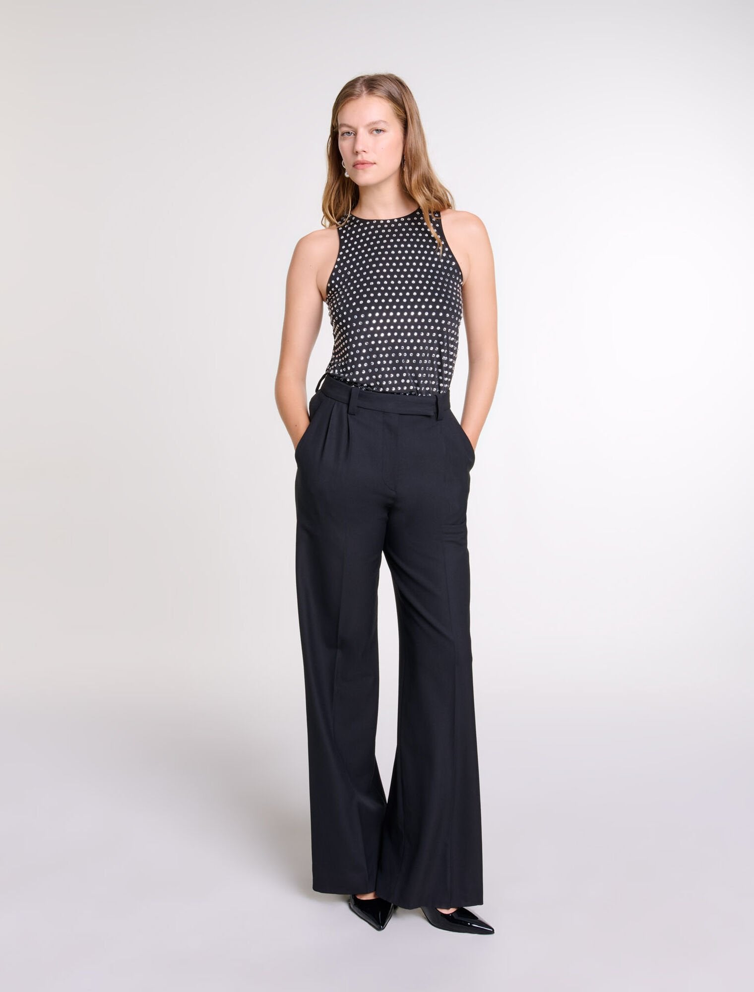 Wide-leg suit trousers Black