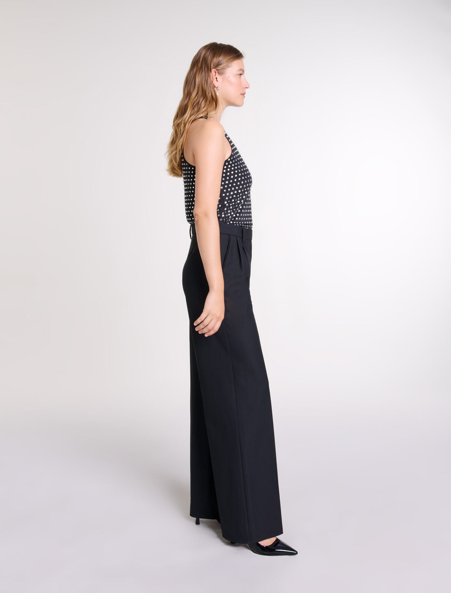 Black-Wide-leg suit trousers