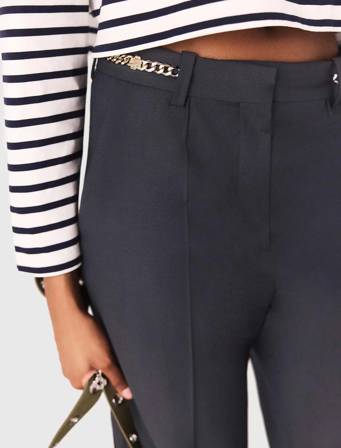 Suit trousers with chain detail