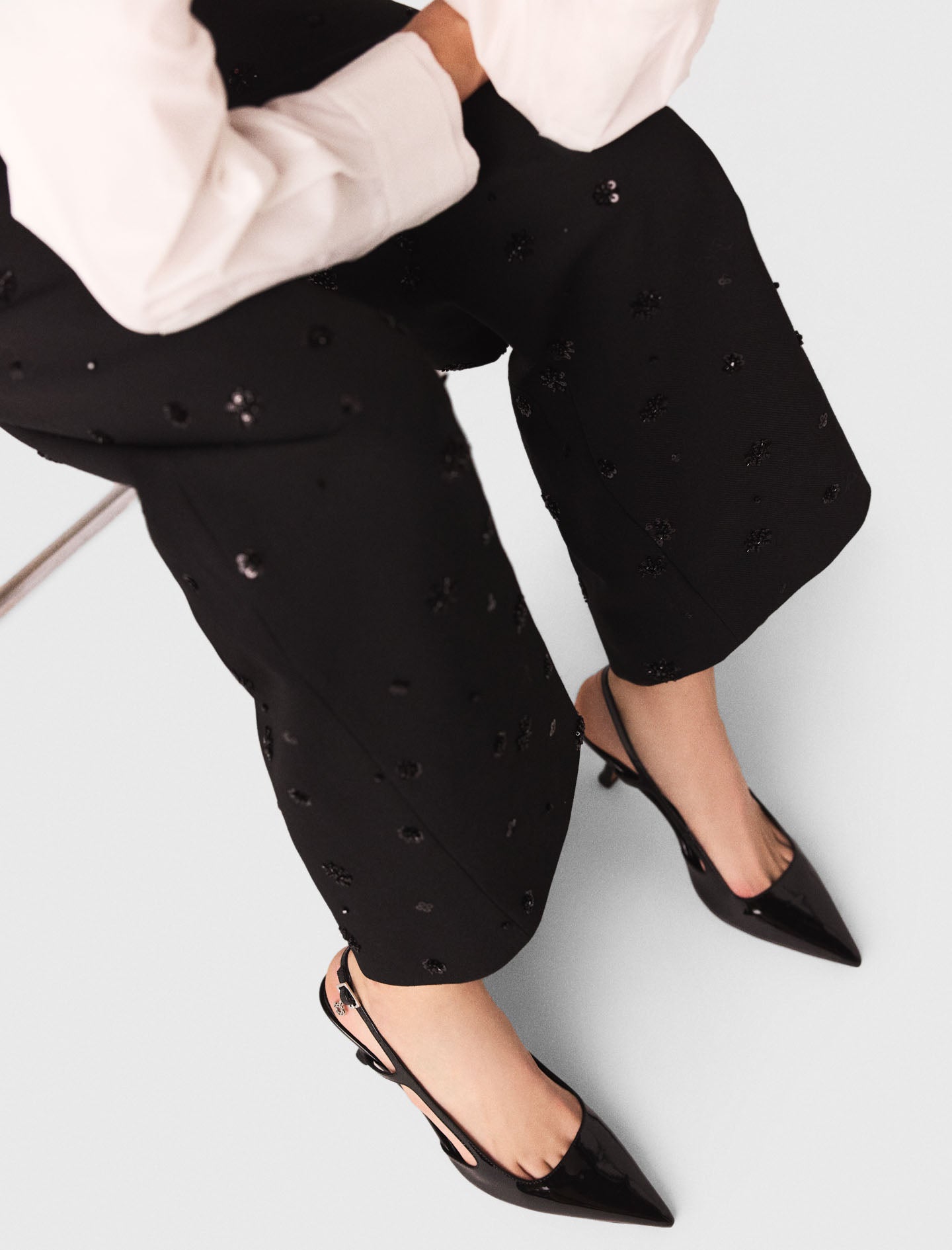 Embroidered trousers with braces Black
