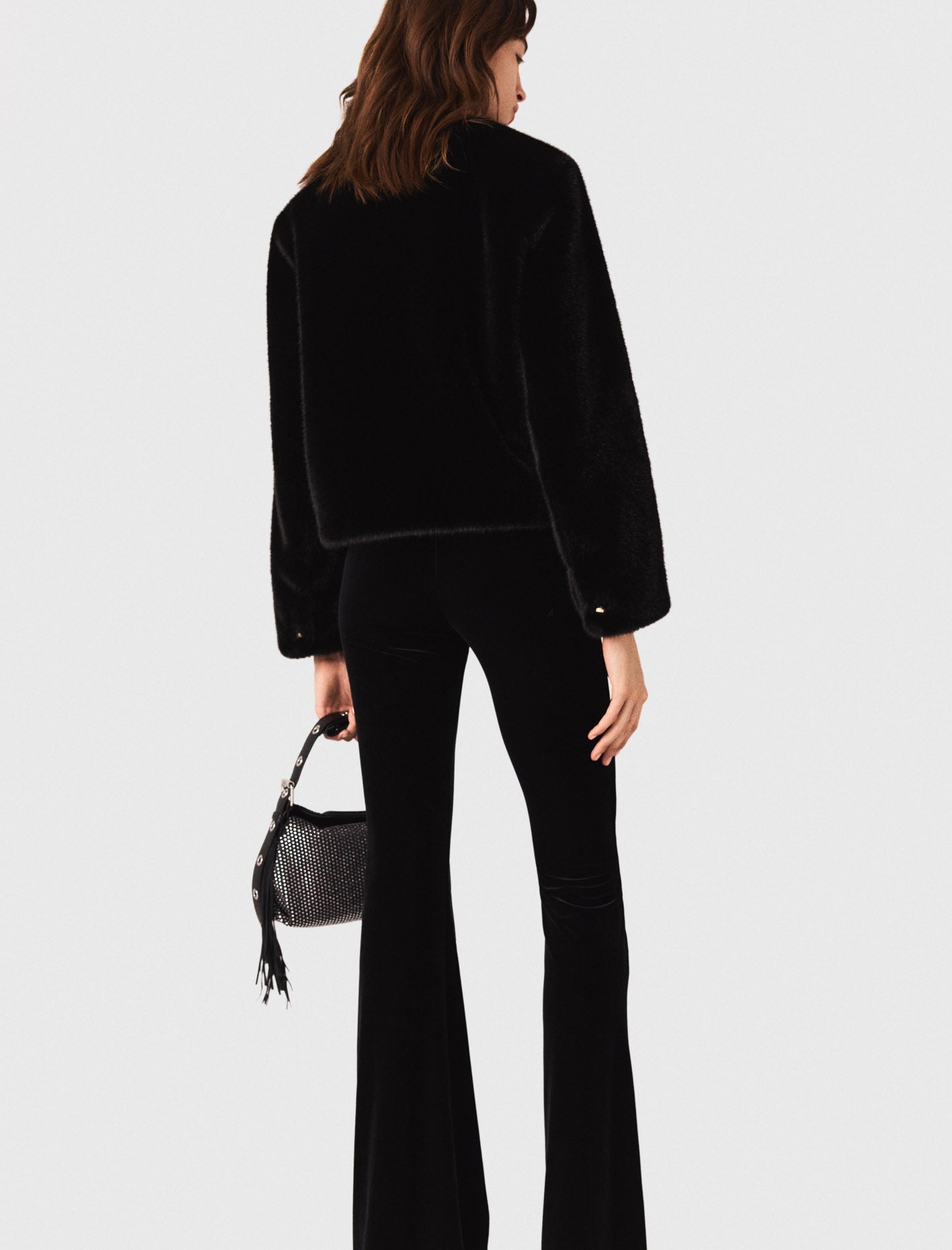 Stretch velour trousers Black