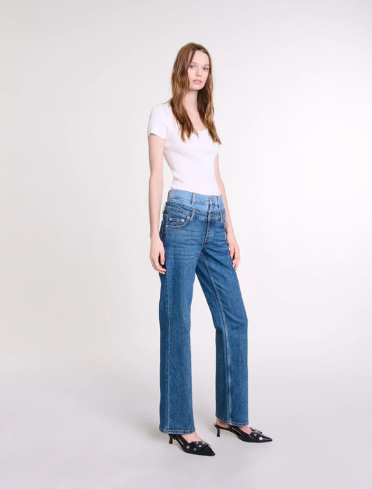 Ecru-Ecru Rib knit top