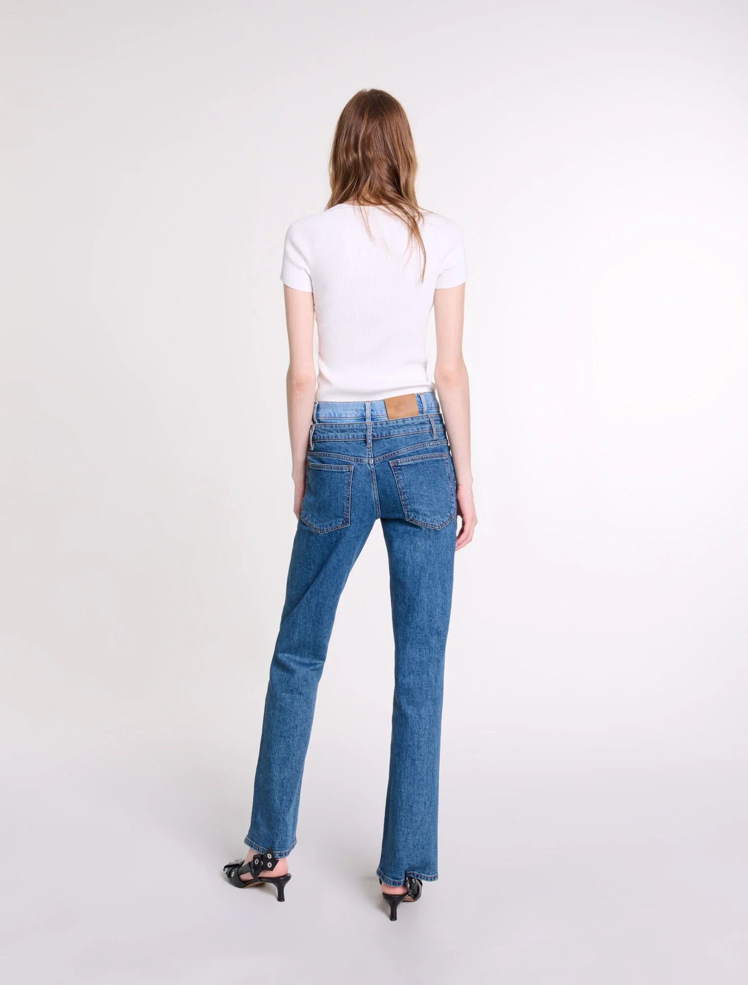 Ecru-Ecru Rib knit top