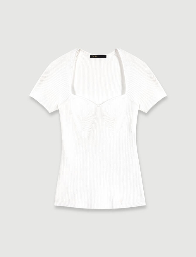 Ecru-Ecru Rib knit top