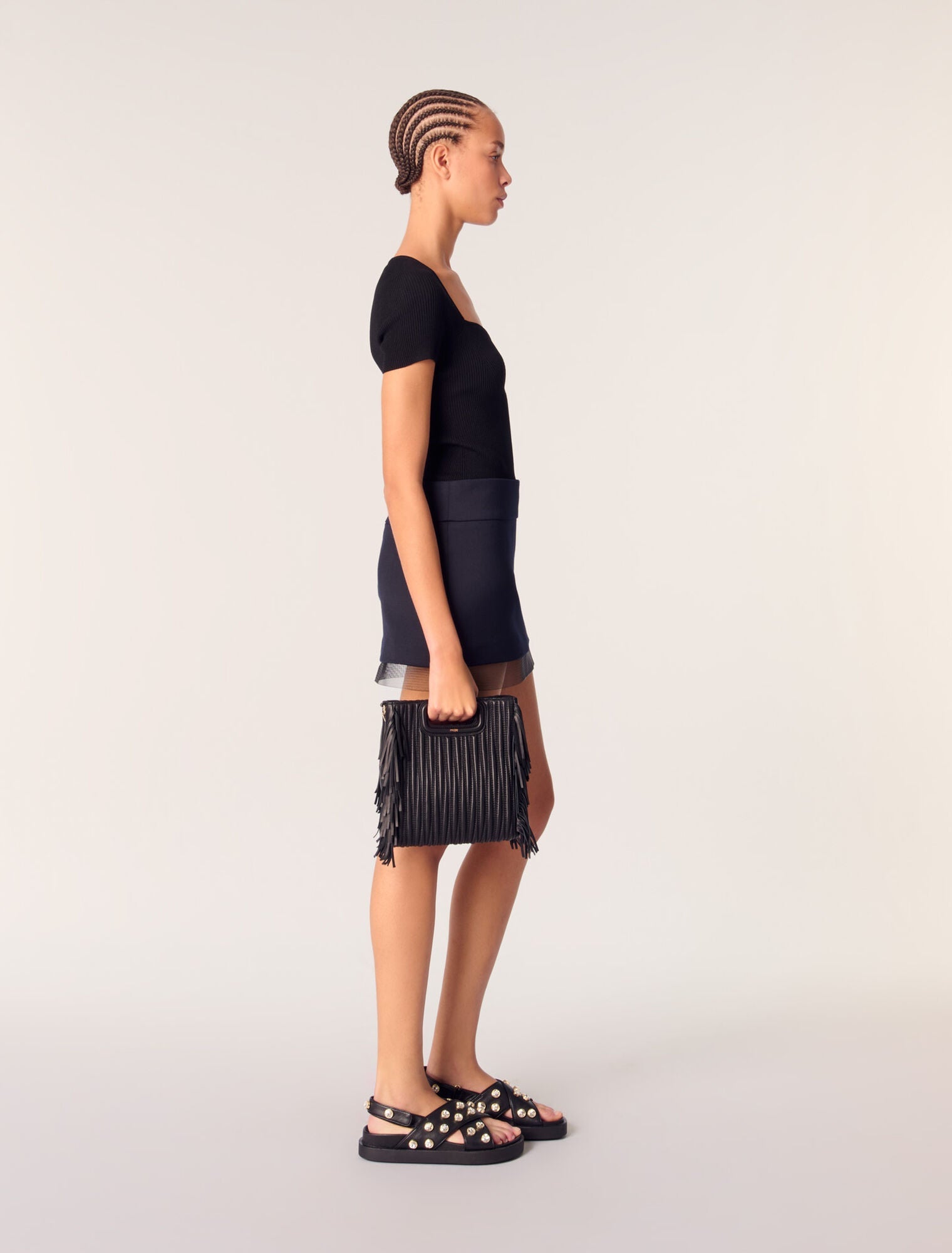 Black-Black Rib knit top