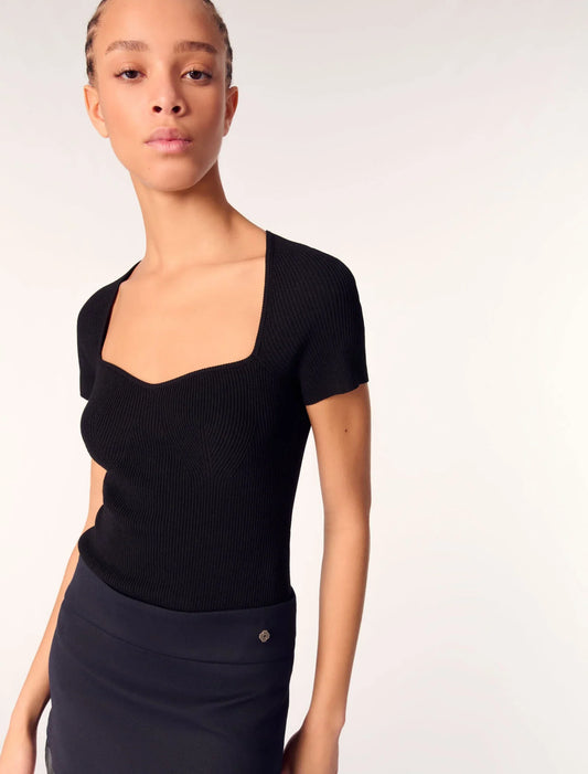 Black-Black Rib knit top