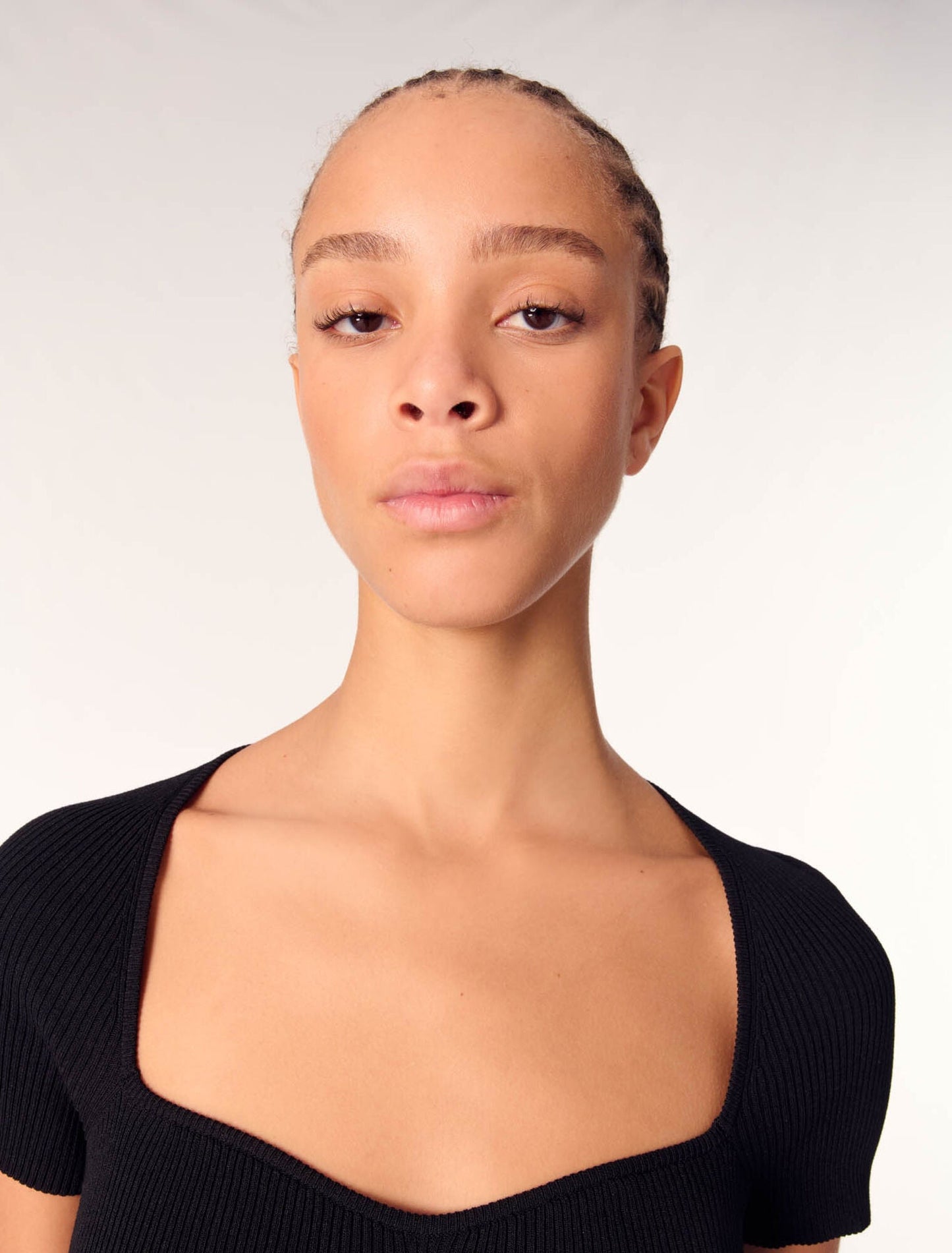 Black-Black Rib knit top