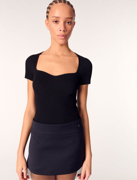 Black-Black Rib knit top