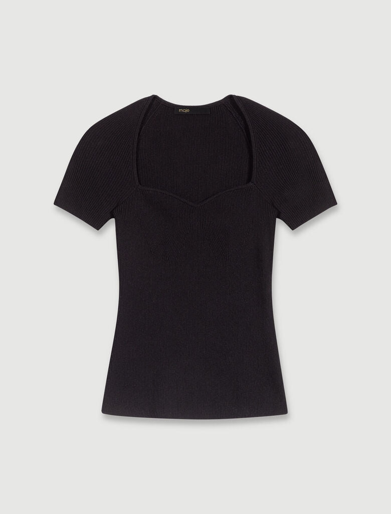 Black-Black Rib knit top