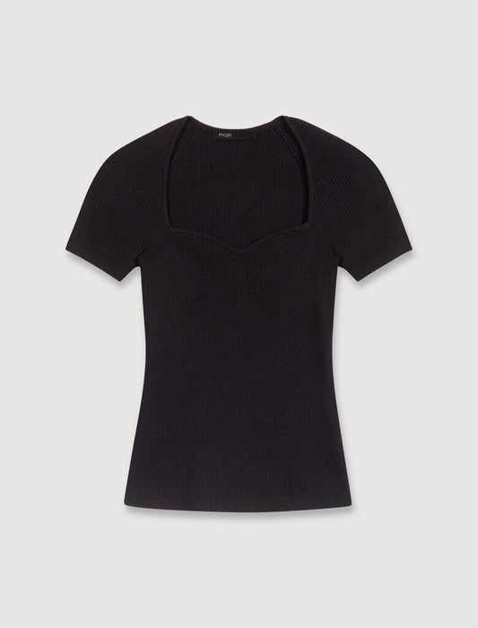 Black-Black Rib knit top