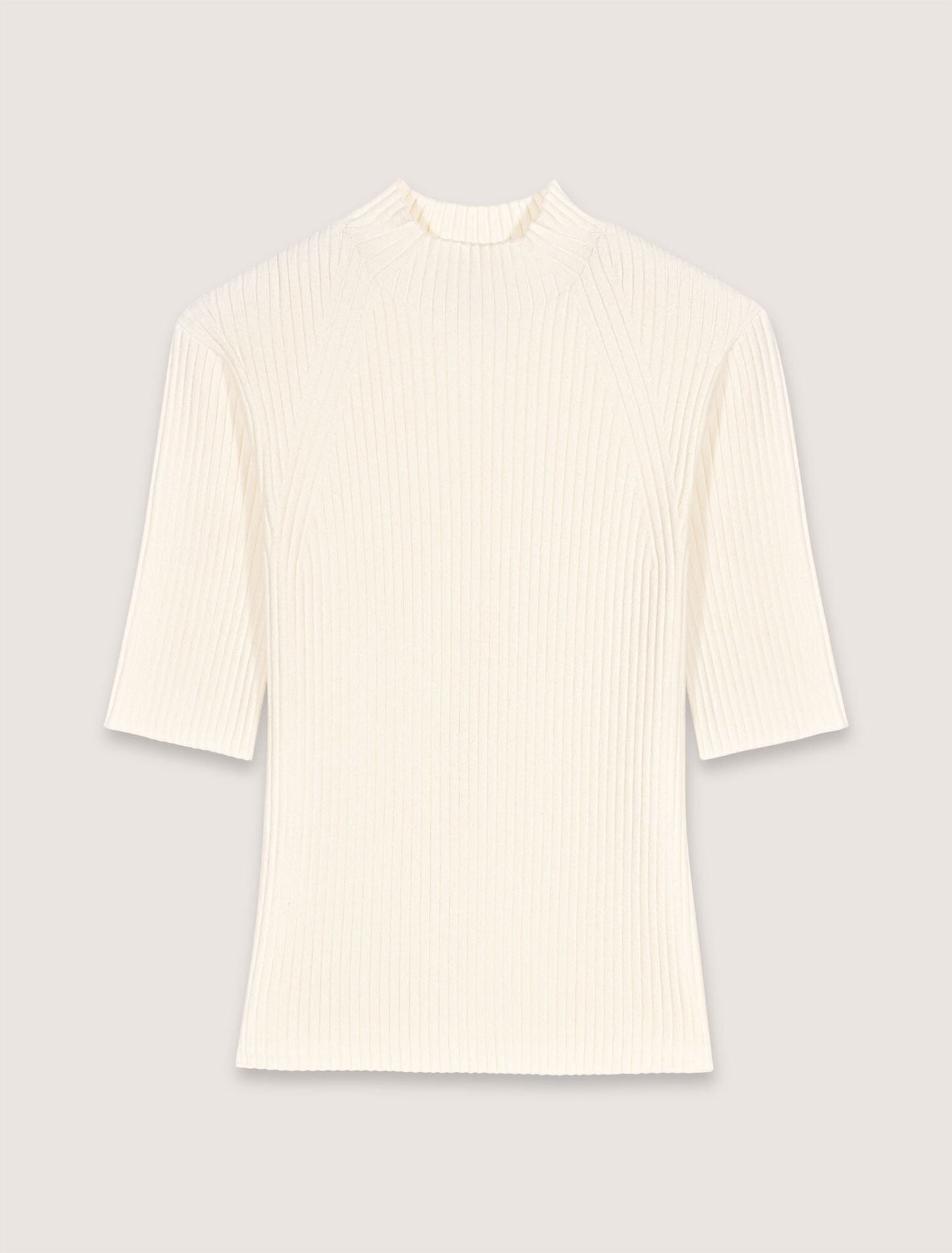 Ecru-Rib knit top
