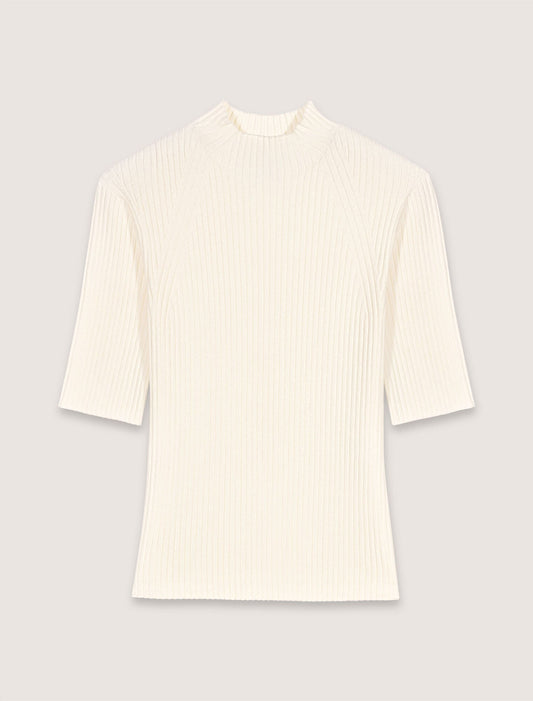 Ecru-Rib knit top