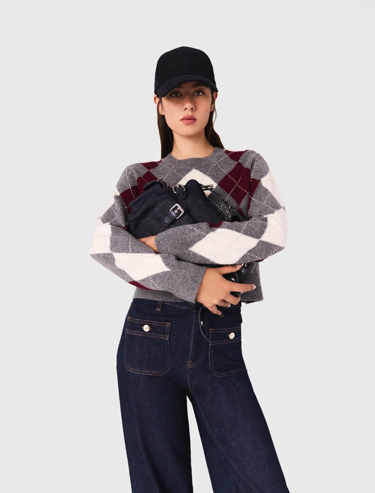 Argyle crop jumper