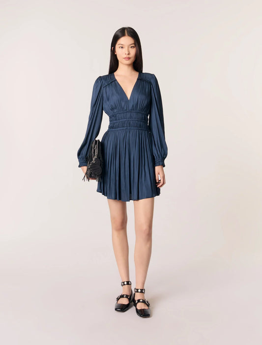 Navy-featured-SATIN DRESS WITH RUFFLES
