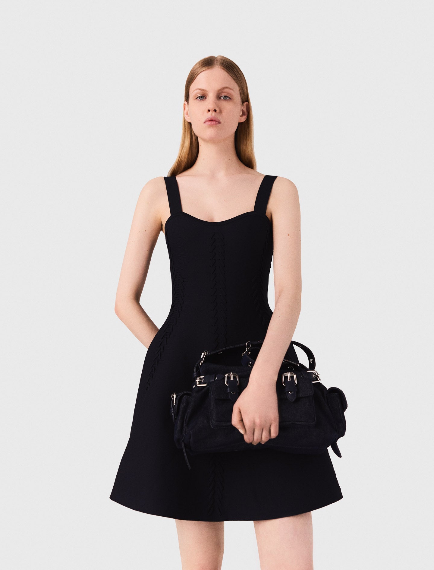 Black Short babydoll knit dress