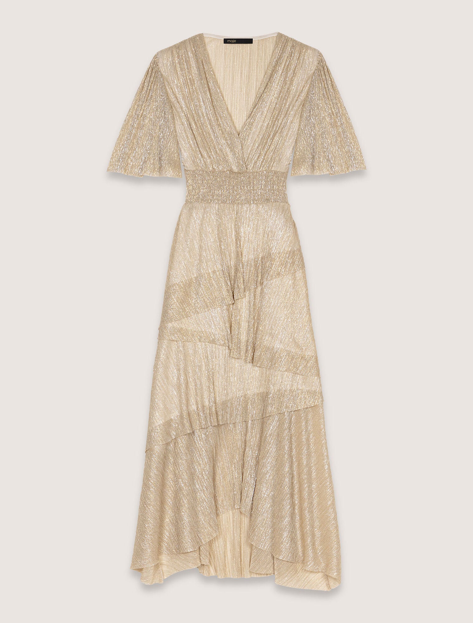 gold silver-Metallic ruffled dress