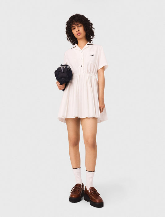 White featured Short sleeve shirt dress