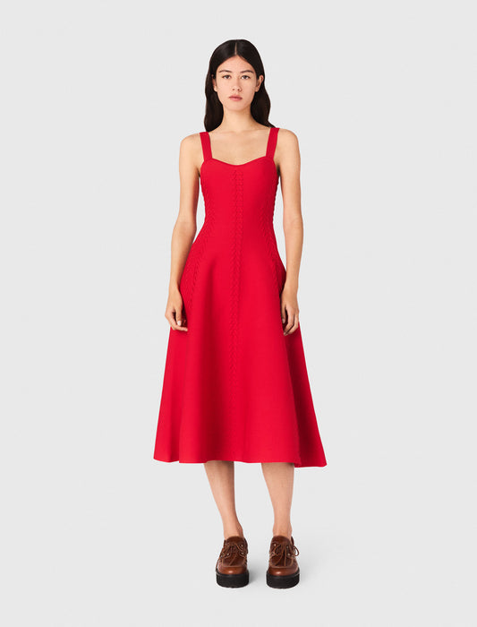 Long babydoll knit dress Red