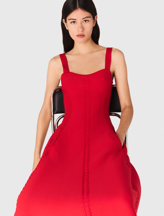 Long babydoll knit dress Red