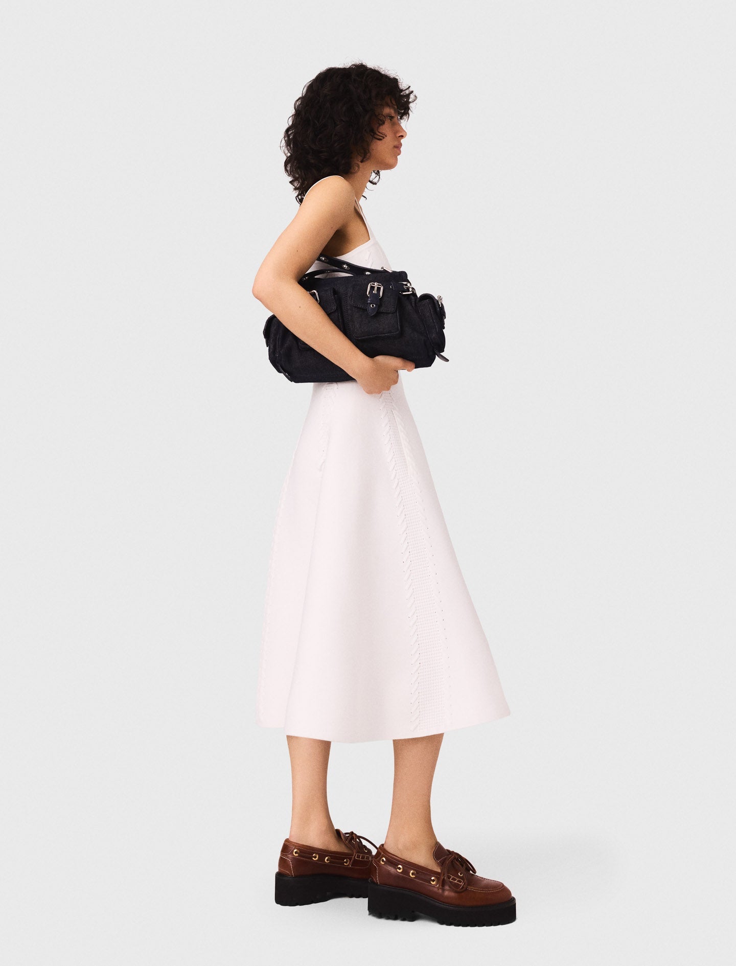 White Long babydoll knit dress