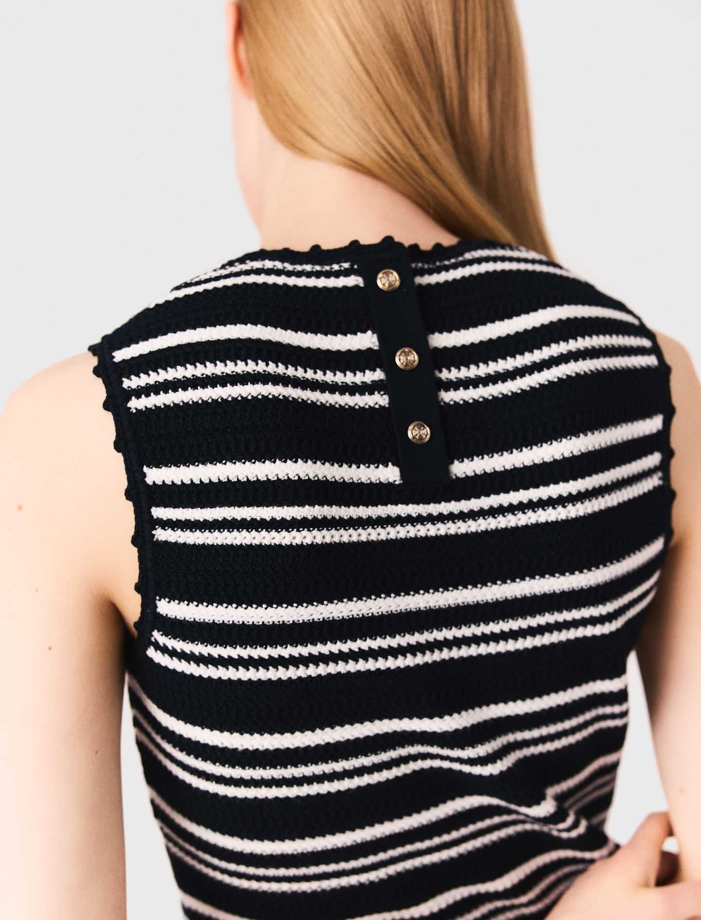 short crochet dress navy white