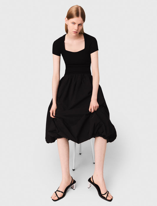 Long mesh and taffeta dress