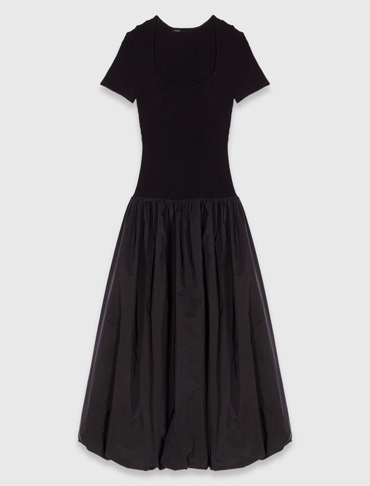 Long mesh and taffeta dress