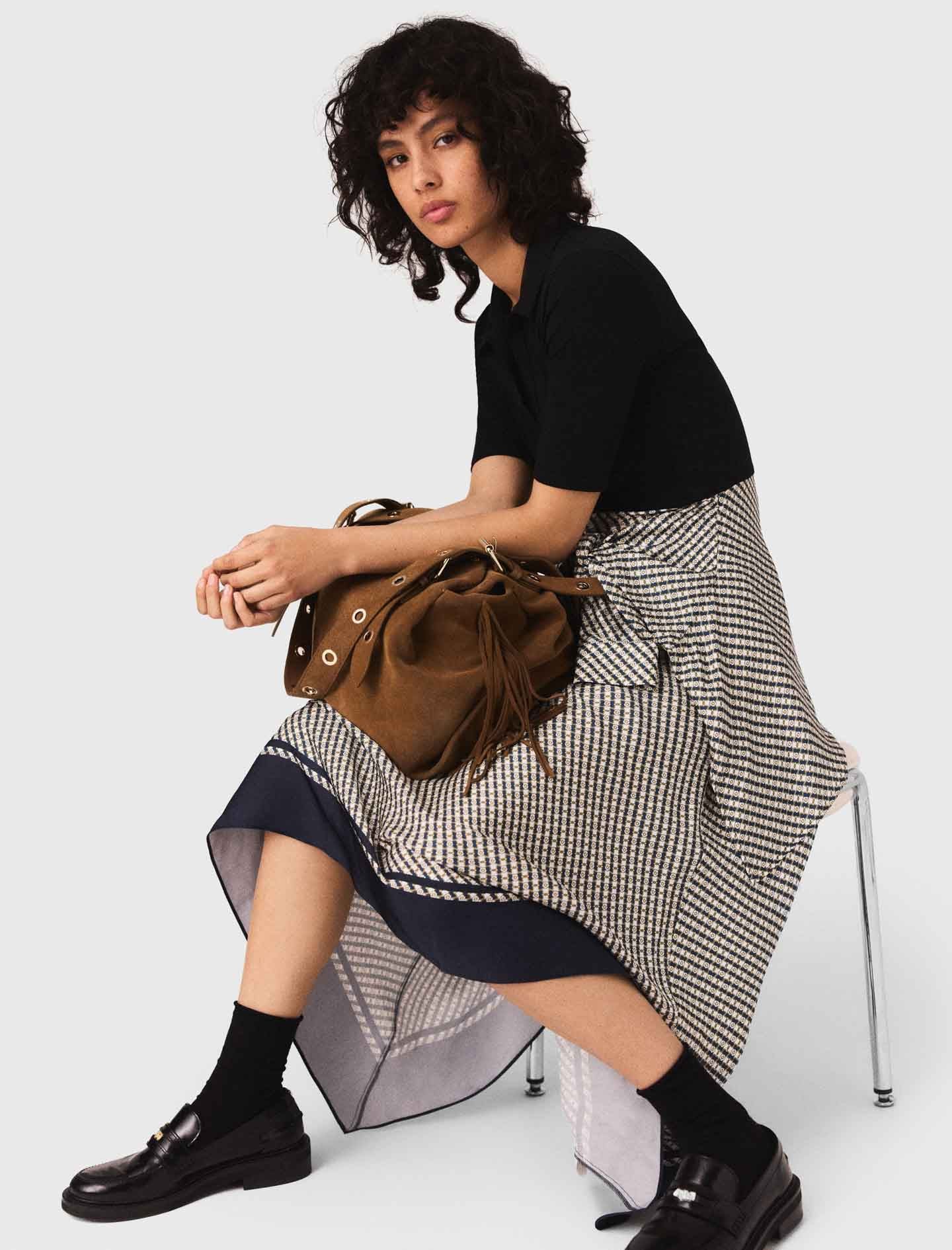 Printed two-tone dress