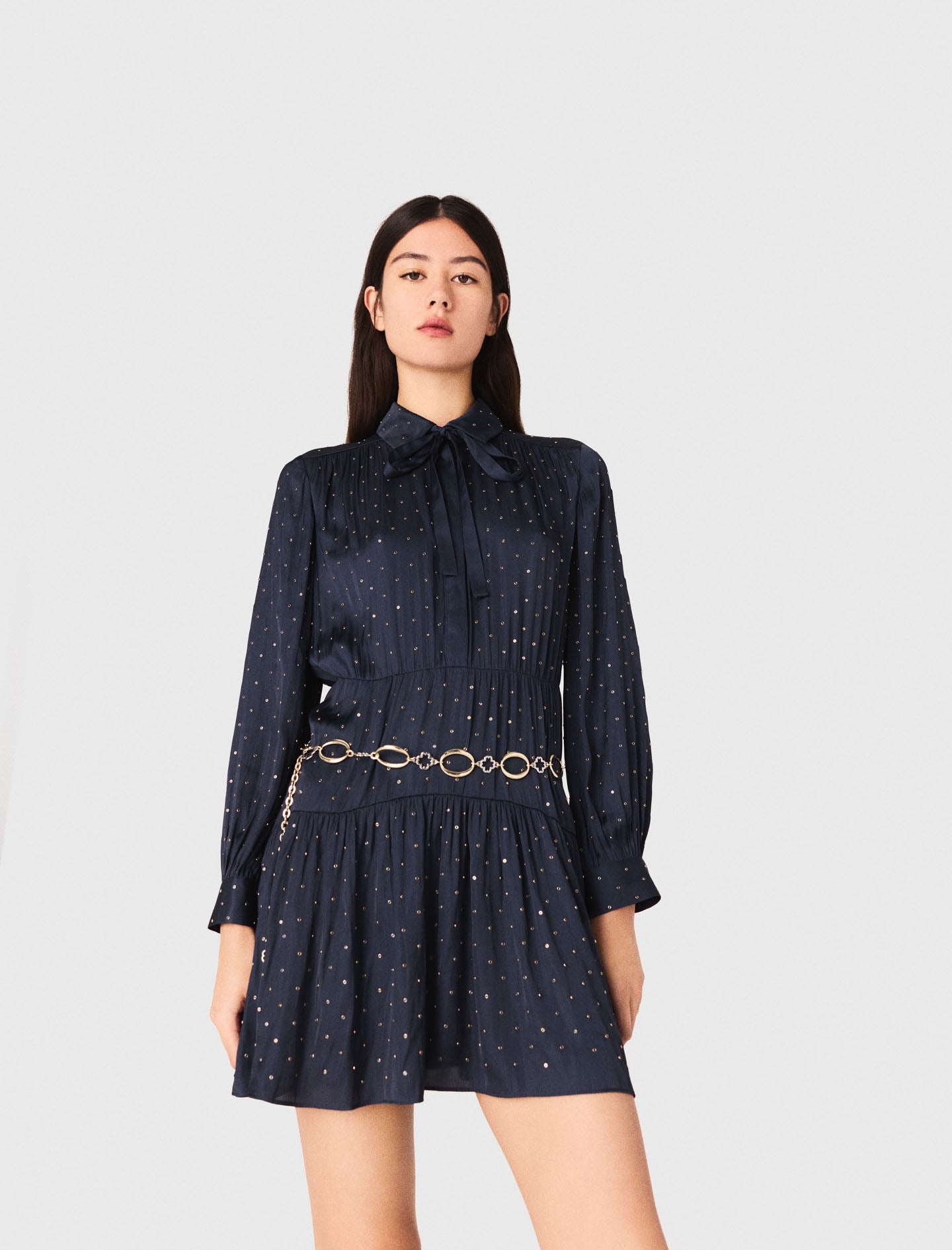 Studded flowing shirt dress