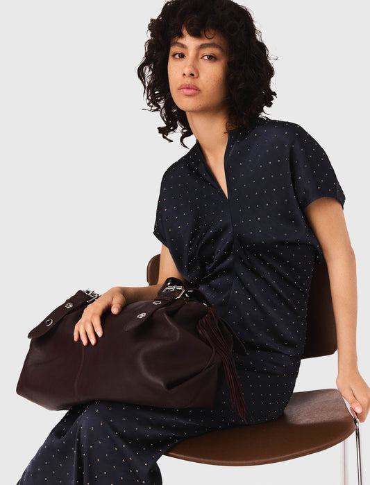 Studded satin maxi dress