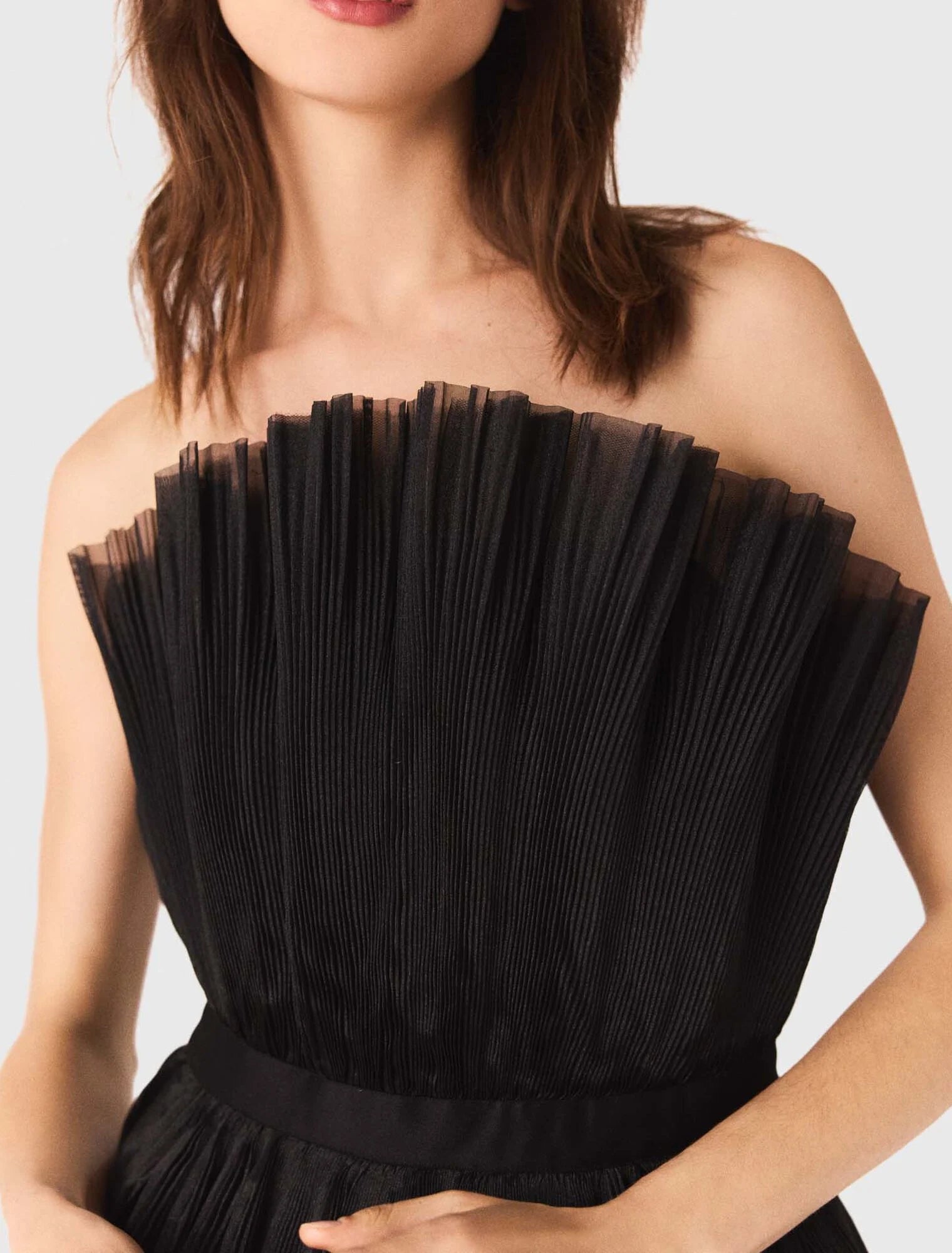 Tulle and organza bustier dress Black