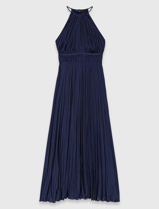 Pleated satin maxi dress